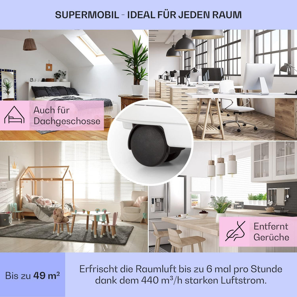 Klarstein Mobile Klimaanlage mit Abluftschlauch, 5-in-1 Klimagerät, Ventilator, Luftentfeuchter, Luftreiniger & Nachtmodus, App-Steuerung, Kleine & Portable für Wohnung & Büro, 12000 BTU