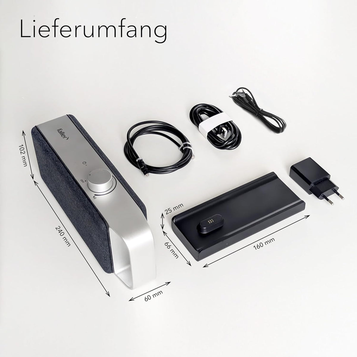 faller Oskar TV Lautsprecher/Soundbar mit Clear Voice (tragbar, kabellos, einfache Bedienung, Aluminiumgehäuse)