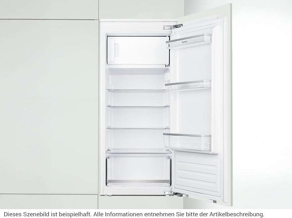 Amica Einbau‑Kühlschrank mit Gefrierfach Festtür‑Technik 1220 mm Nische elektronische Steuerung Inverter‑Motor LED Beleuchtung 122,1 x 54 x 54 cm – Einbau Kühl Gefrierkombination