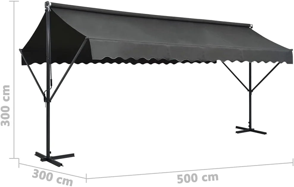 Festnight Store Double Pente 5 x 3 m Store banne Double Pente Store terrasse rétractable Inclinaison réglable pour Balcons Terrasse et Jardin-Anthracite-5 x 3 m