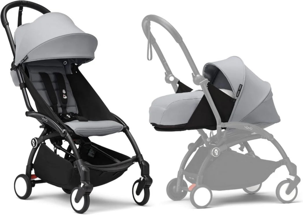 Poussette Stokke YOYO3 avec pack nouveau-né et pack couleur 6+ - Comprend un cadre noir, un pack couleur YOYO 6+ (gingembre) et un pack nouveau-né 0+ (gingembre)
