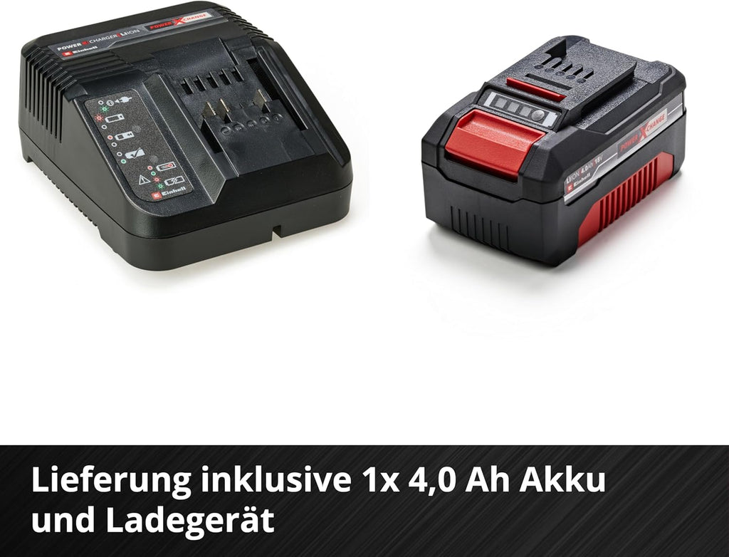 Einhell Akku-Rasenmher GE-CM 18/33 Li Kit Power X-Change (18 V, 33 cm Schnittbreite, bis 200 m, Brushless, 30L Fangkorb, 25-65 mm Schnitthhe, inkl. 4,0 Ah Akku + Ladegert)