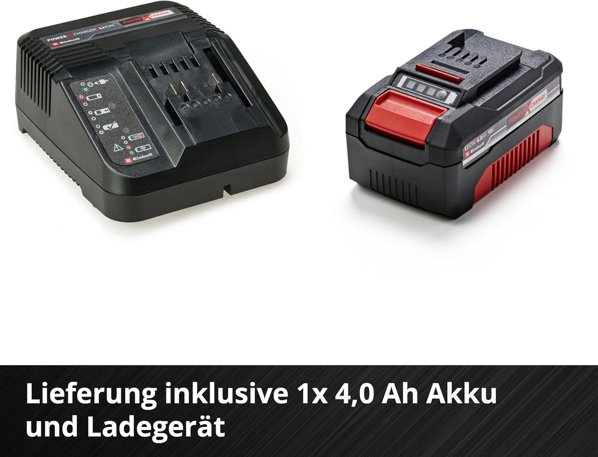 Einhell Akku-Rasenmher GE-CM 18/33 Li Kit Power X-Change (18 V, 33 cm Schnittbreite, bis 200 m, Brushless, 30L Fangkorb, 25-65 mm Schnitthhe, inkl. 4,0 Ah Akku + Ladegert)