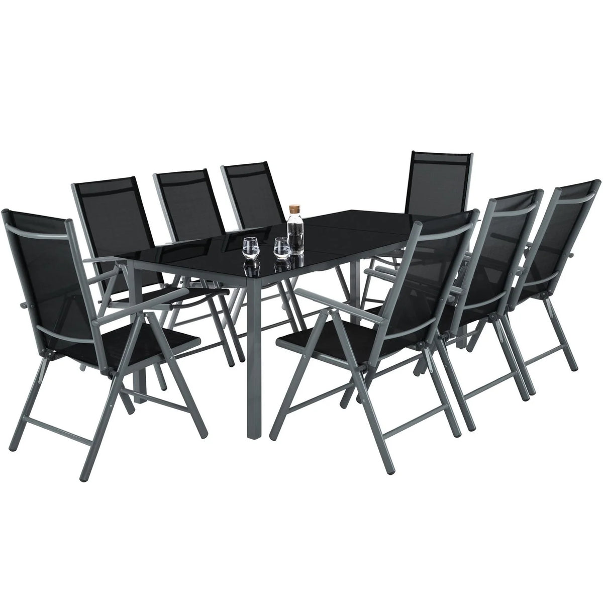 Conjunto De Sillas De Aluminio 8+1 - Gris Oscuro